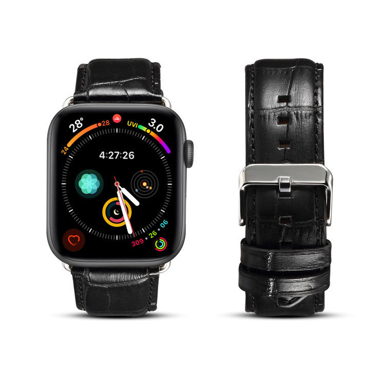Alligator-Embossed Genuine Leather Apple Watch Band