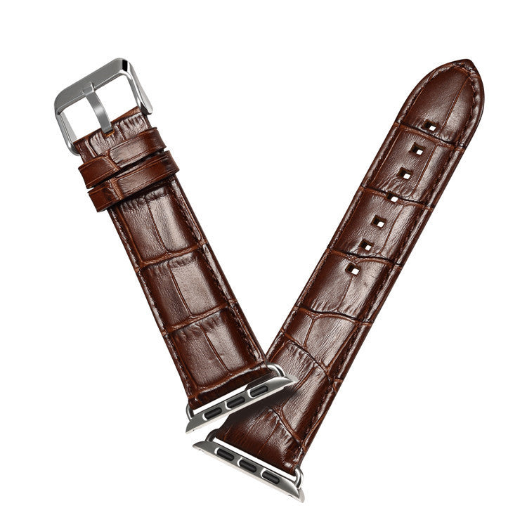 Alligator-Embossed Genuine Leather Apple Watch Band