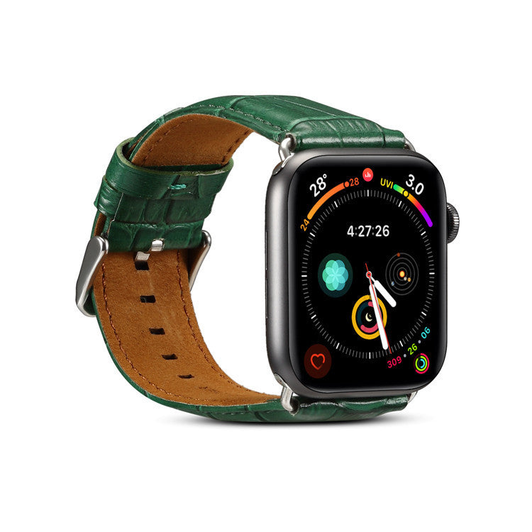 Alligator-Embossed Genuine Leather Apple Watch Band
