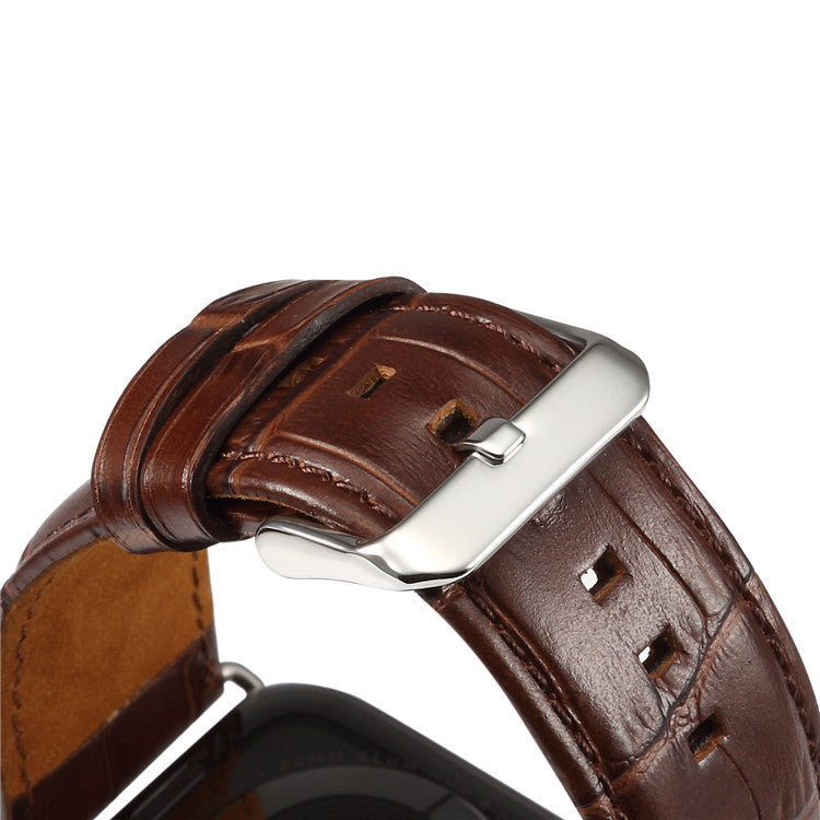 Alligator-Embossed Genuine Leather Apple Watch Band