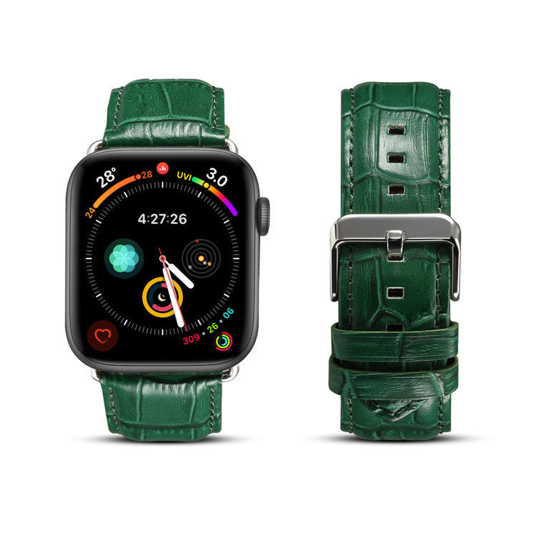 Alligator-Embossed Genuine Leather Apple Watch Band