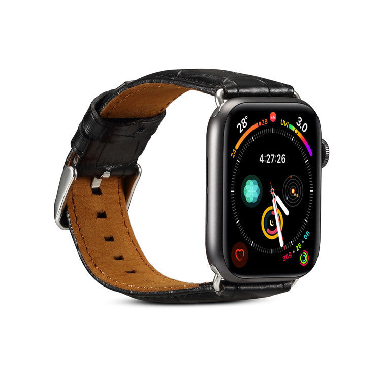 Alligator-Embossed Genuine Leather Apple Watch Band