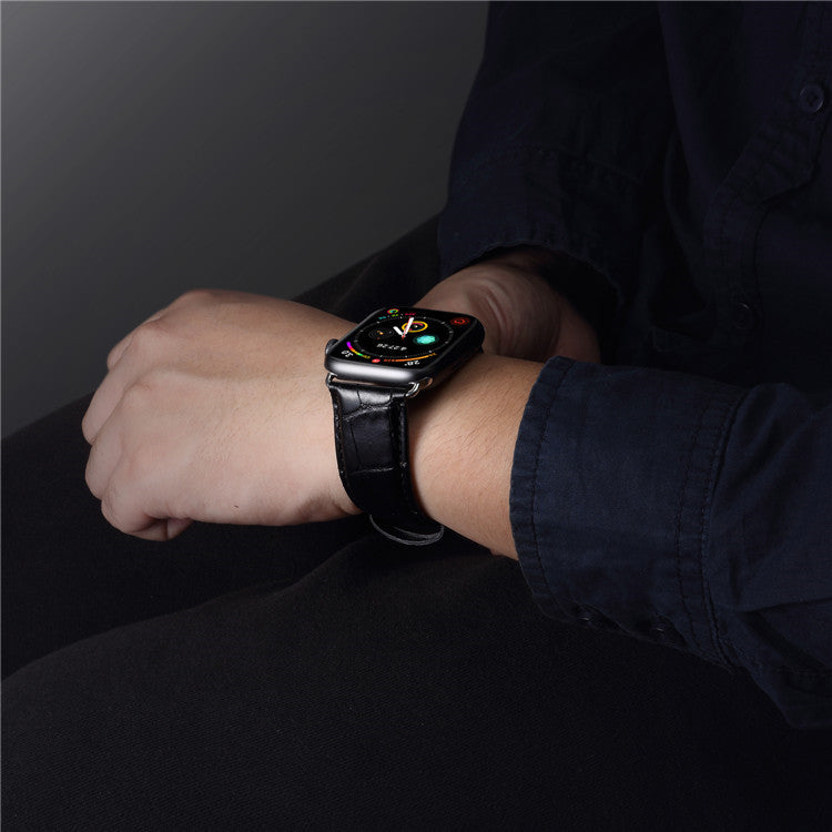 Alligator-Embossed Genuine Leather Apple Watch Band