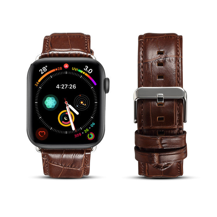 Alligator-Embossed Genuine Leather Apple Watch Band