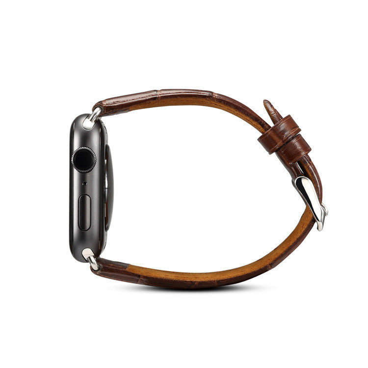 Alligator-Embossed Genuine Leather Apple Watch Band