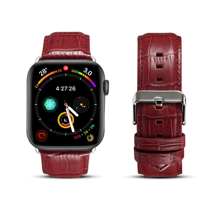 Alligator-Embossed Genuine Leather Apple Watch Band