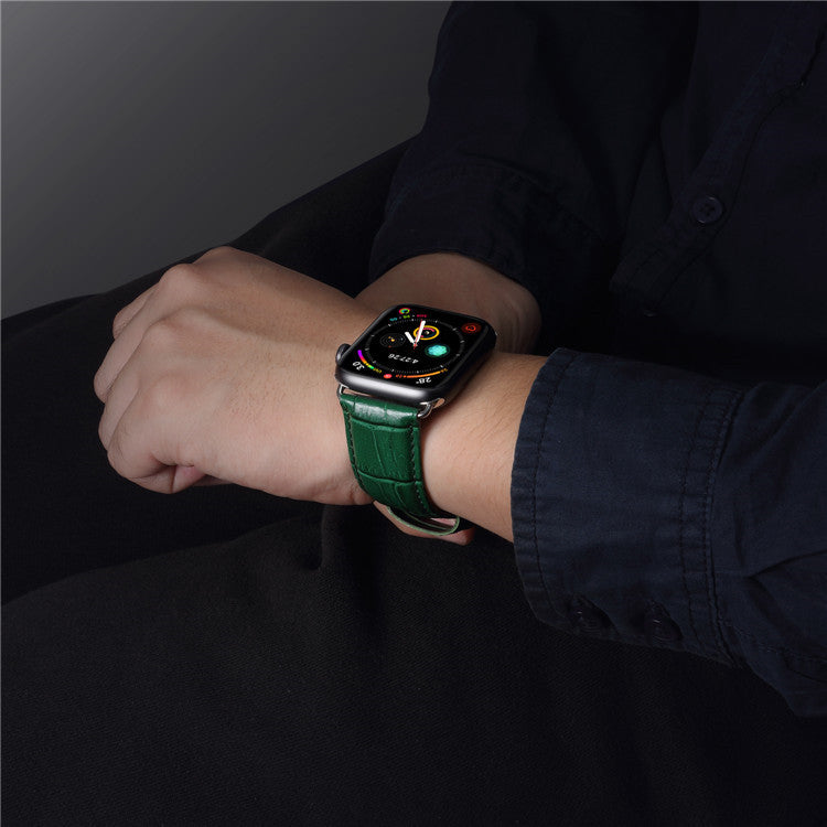 Alligator-Embossed Genuine Leather Apple Watch Band