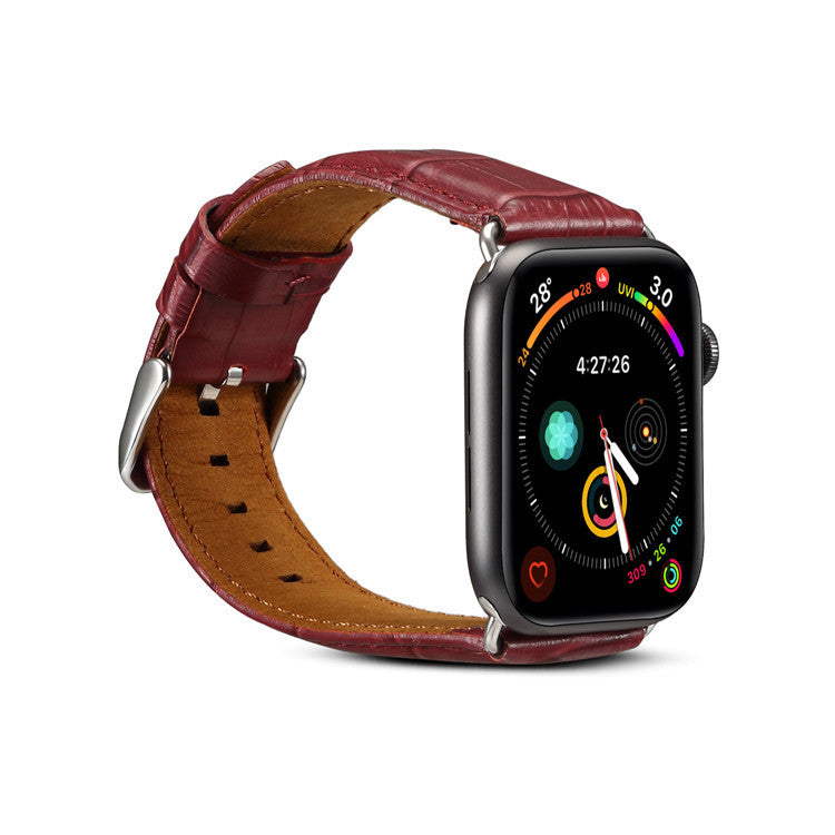 Alligator-Embossed Genuine Leather Apple Watch Band