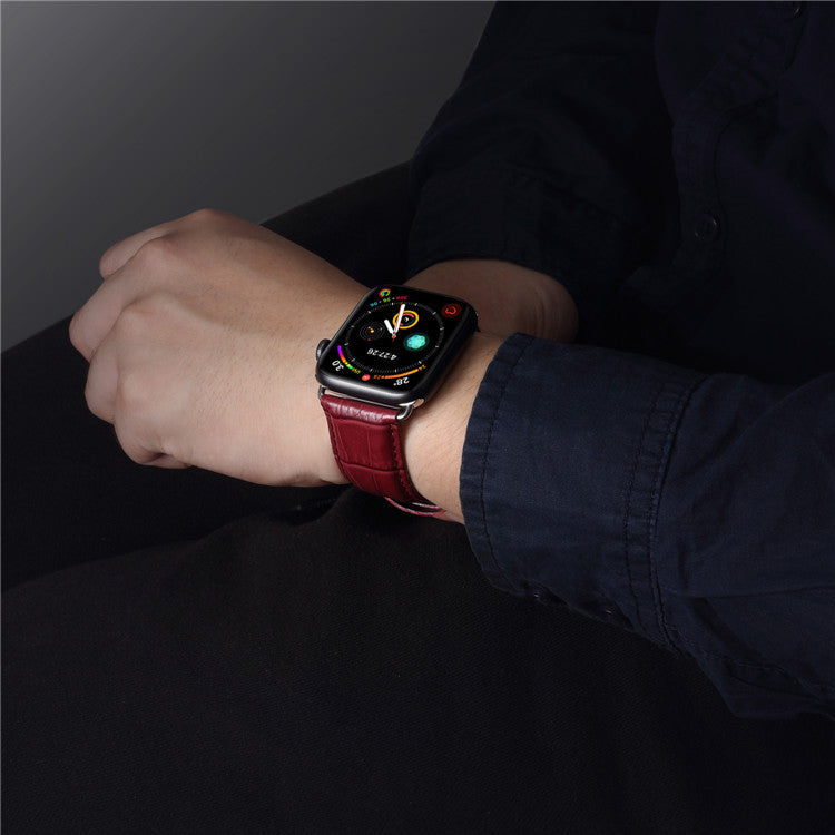 Alligator-Embossed Genuine Leather Apple Watch Band