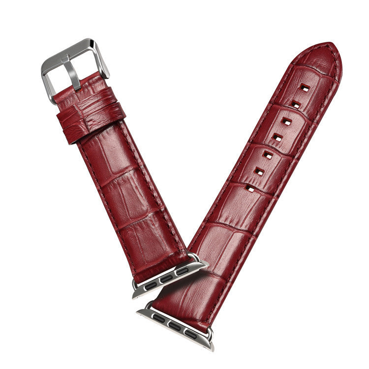 Alligator-Embossed Genuine Leather Apple Watch Band