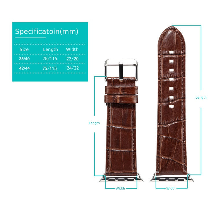 Alligator-Embossed Genuine Leather Apple Watch Band
