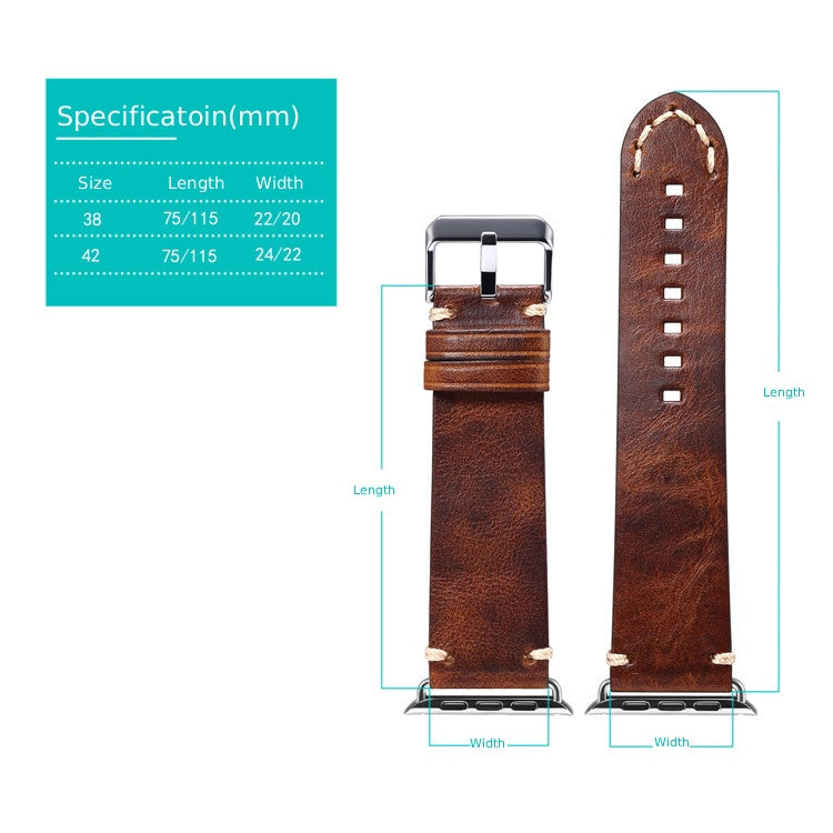 Vintage Oil-Waxed Genuine Leather Apple Watch Band