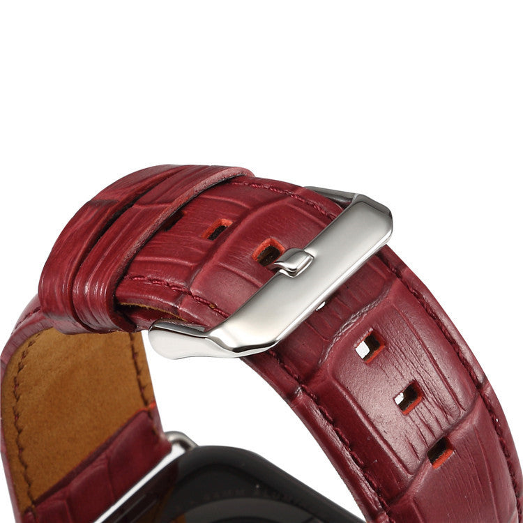 Alligator-Embossed Genuine Leather Apple Watch Band