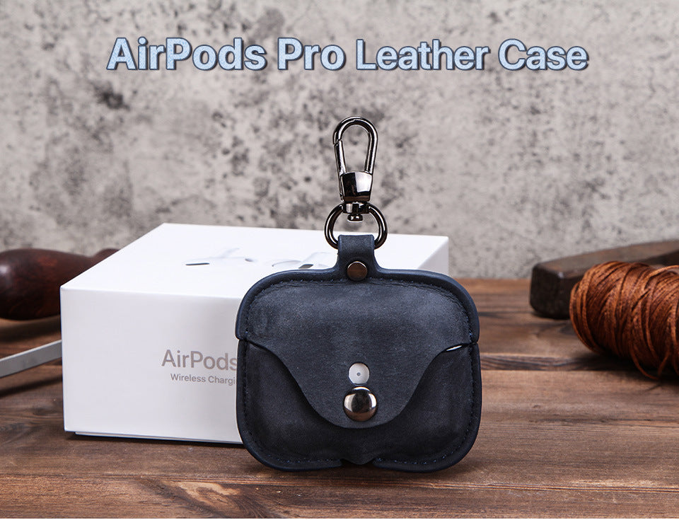 Full-Cover Leather Flip Case with Snap Closure for AirPods Pro