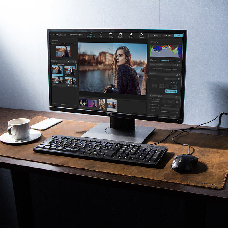 Oversized Retro Leather Desk Mat & Mouse Pad with Non-Slip Base