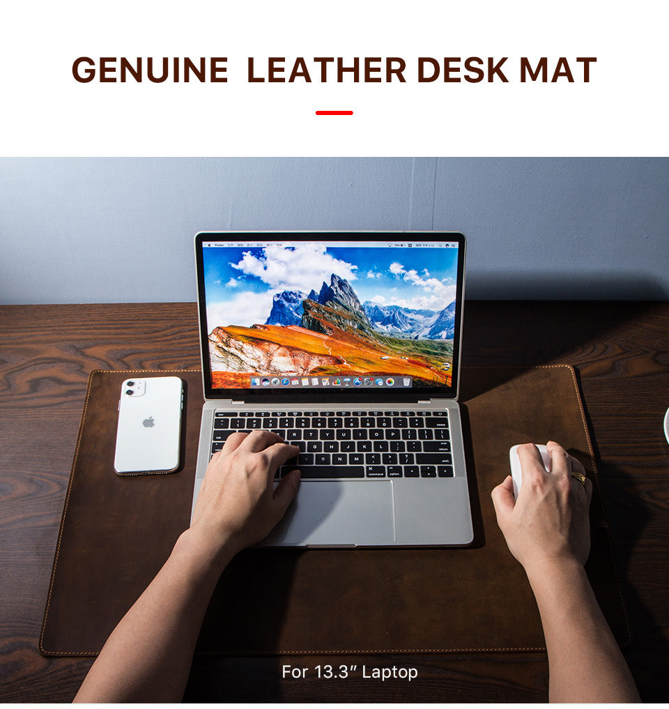 Retro Leather Desk Mat & Mouse Pad with Non-Slip Base – 60 × 40 cm