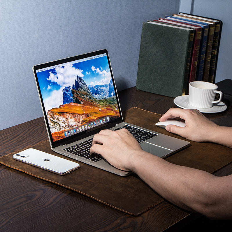 Retro Leather Desk Mat & Mouse Pad with Non-Slip Base – 60 × 40 cm