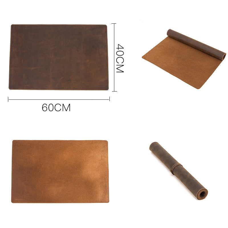 Retro Leather Desk Mat & Mouse Pad with Non-Slip Base – 60 × 40 cm