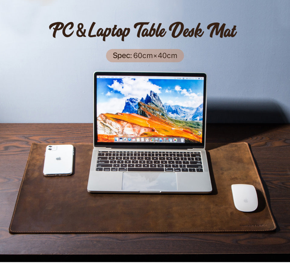 Retro Leather Desk Mat & Mouse Pad with Non-Slip Base – 60 × 40 cm