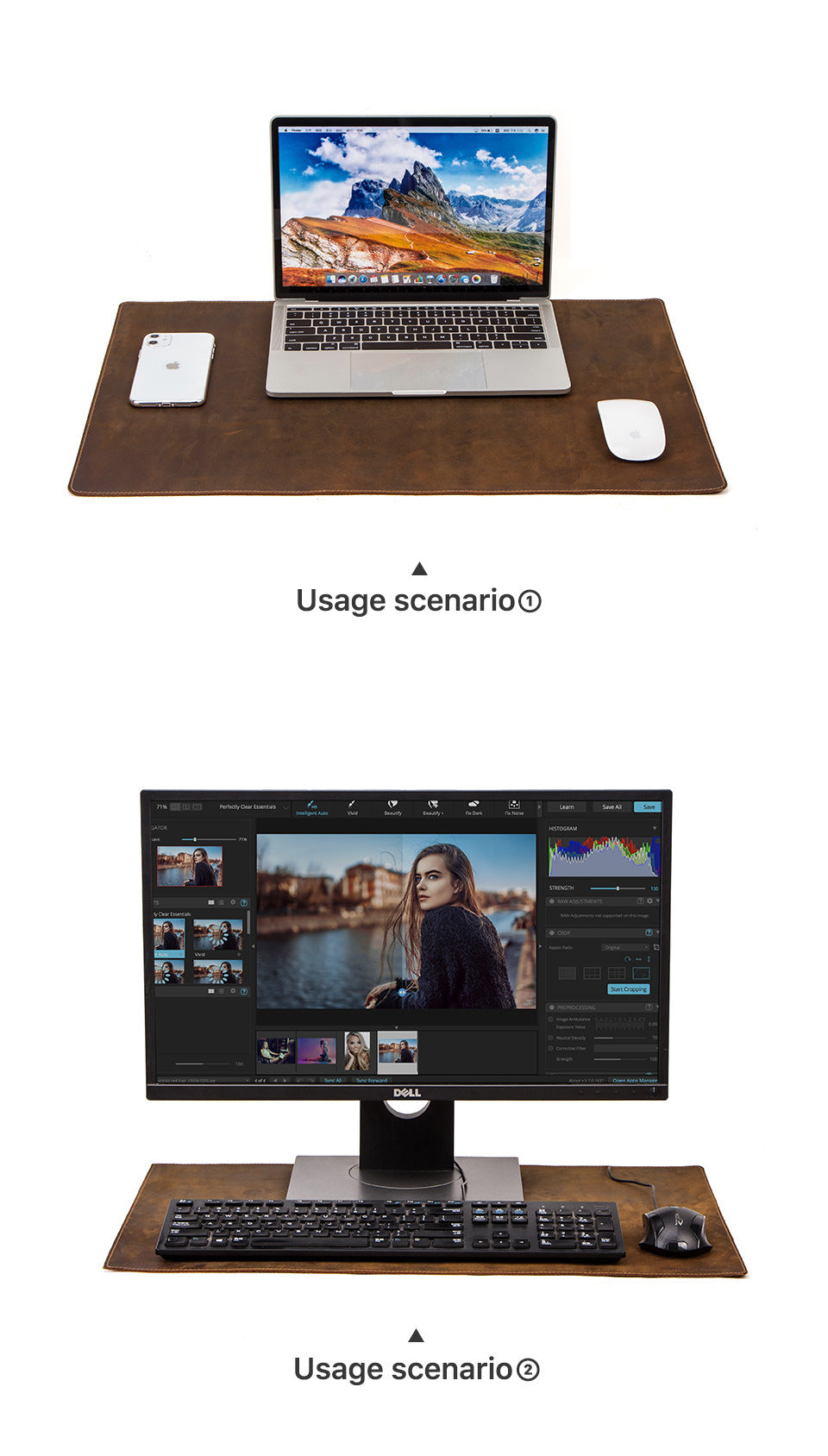Retro Leather Desk Mat & Mouse Pad with Non-Slip Base – 60 × 40 cm