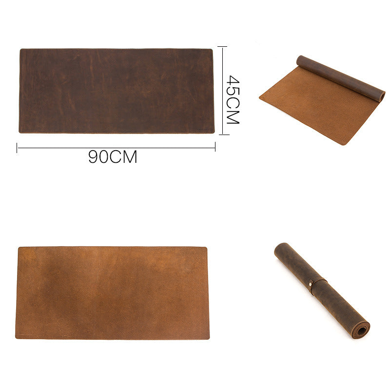 Oversized Retro Leather Desk Mat & Mouse Pad with Non-Slip Base