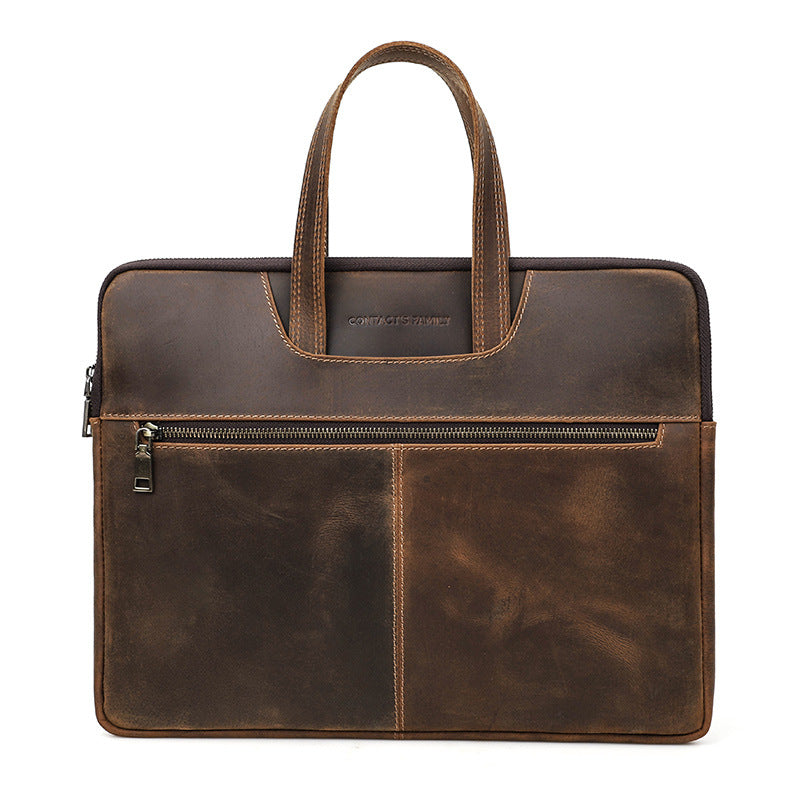 Crazy Horse Leather Zipper Sleeve for 15-inch MacBook Pro