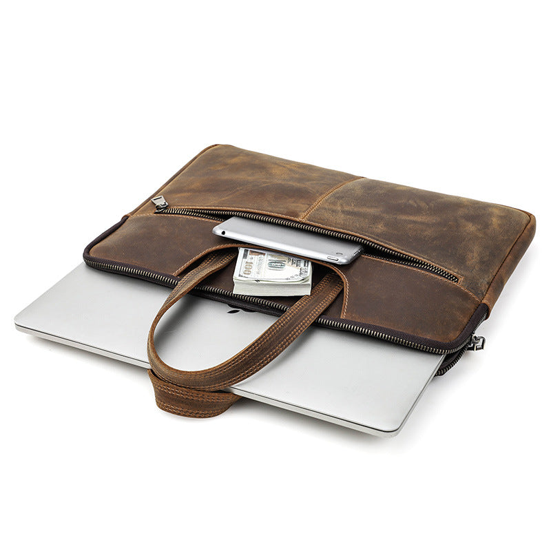 Crazy Horse Leather Zipper Sleeve for 15-inch MacBook Pro