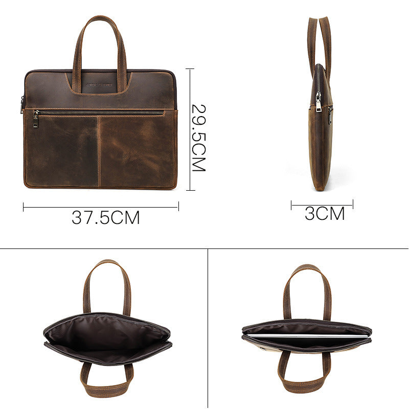 Crazy Horse Leather Zipper Sleeve for 15-inch MacBook Pro