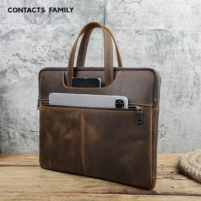 Crazy Horse Leather Zipper Sleeve for 15-inch MacBook Pro