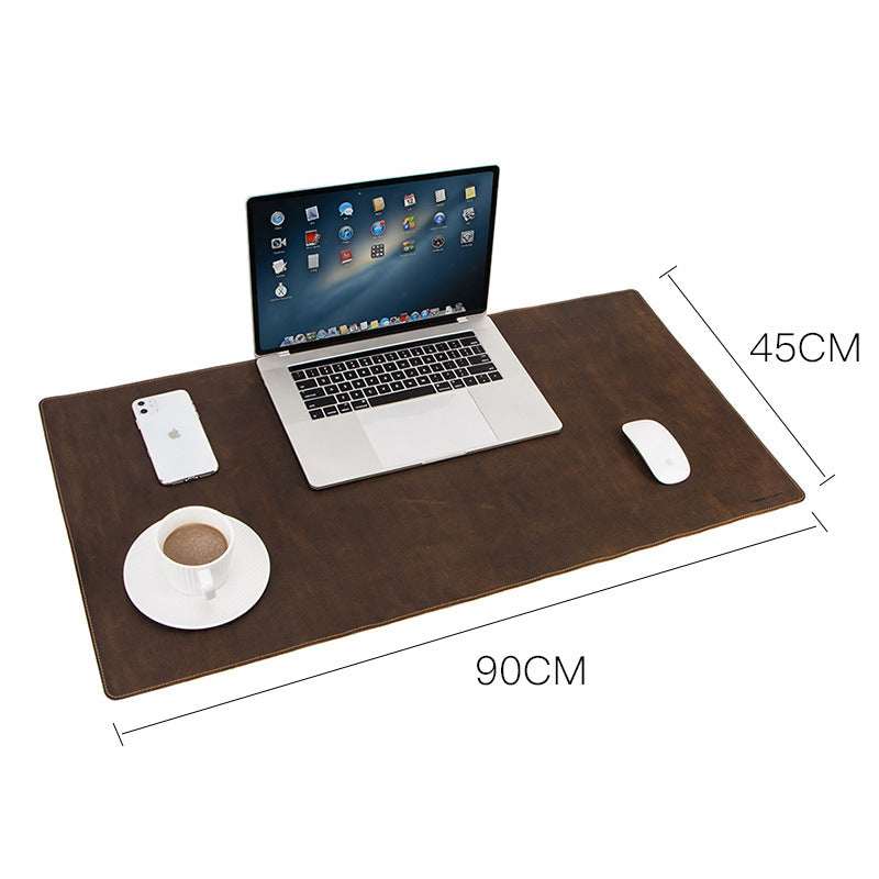 Oversized Retro Leather Desk Mat & Mouse Pad with Non-Slip Base