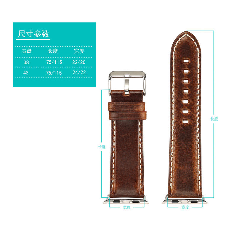 Vintage Oil-Waxed Leather Apple Watch Band H03