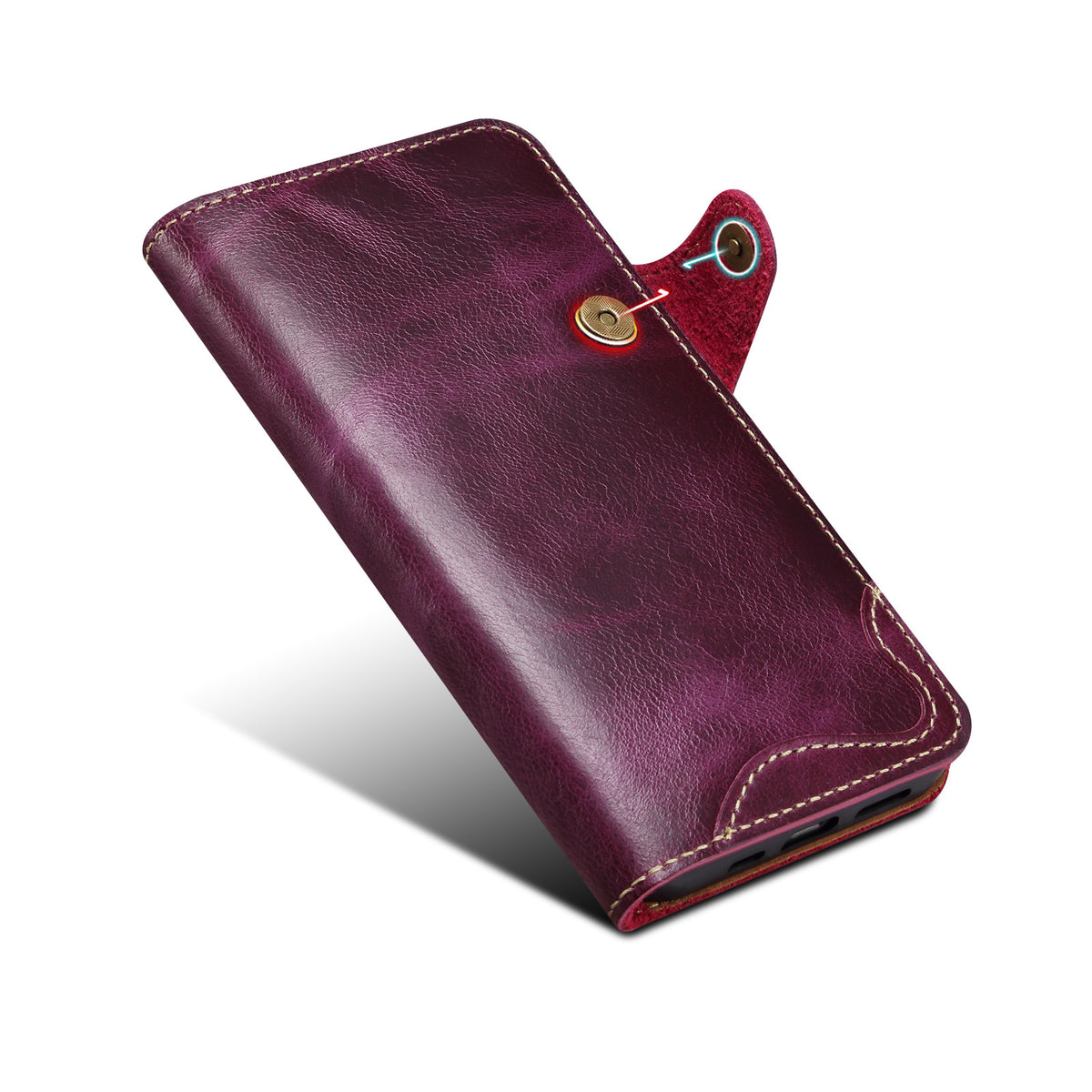 Cowhide Leather Wallet Case for Samsung Galaxy S24, S25 & S26