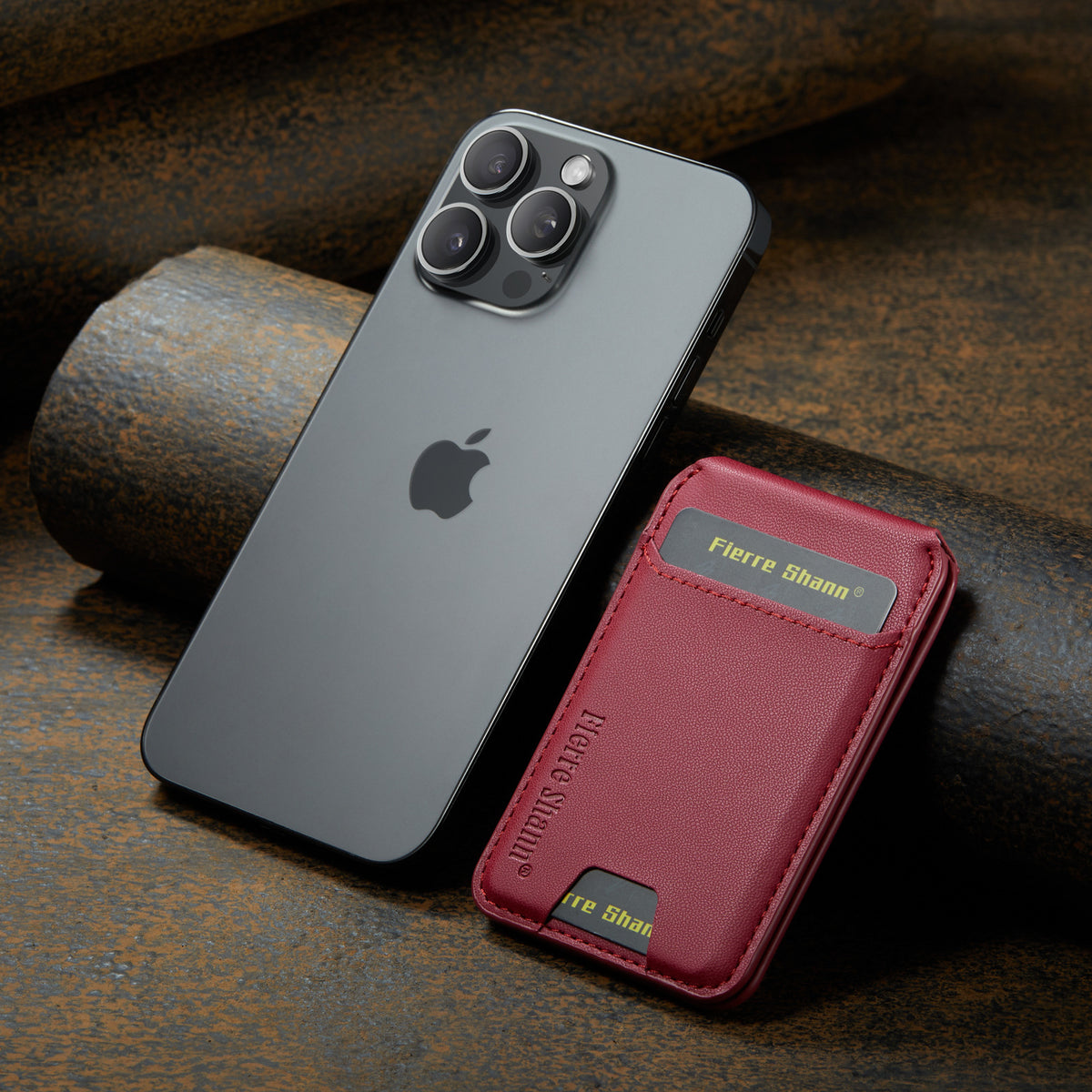MagSafe-Compatible PU Leather Magnetic Card Holder Stand for iPhone