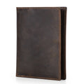 Black Vintage Crazy Horse Leather RFID-Blocking Family Passport Wallet with AirTag Pocket