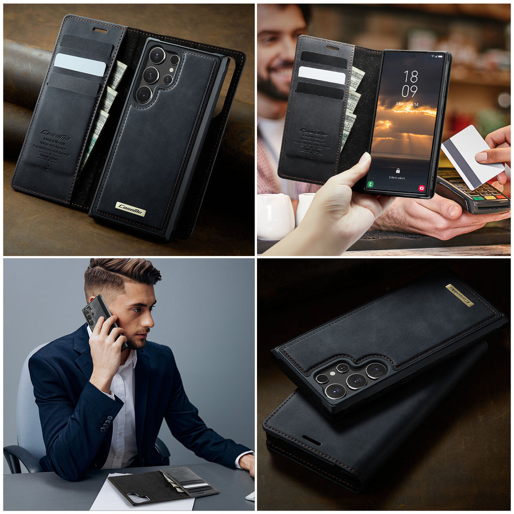 2-in-1 Detachable Magnetic PU Leather Flip Case with Stand for Samsung Galaxy S20-S25 Ultra