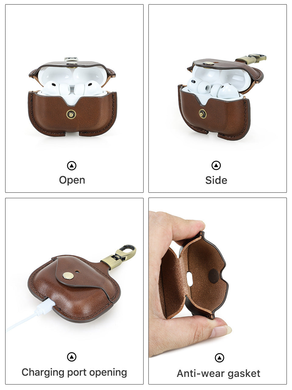 Portable Leather Case with Clip for AirPods Pro 3