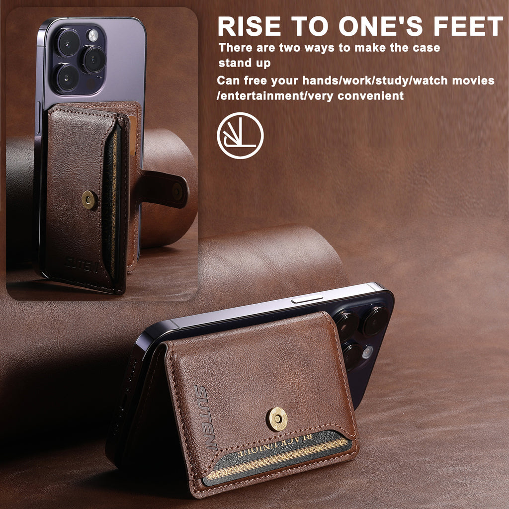 Universal MagSafe-Compatible PU Leather Card Holder for iPhone & Android Phones