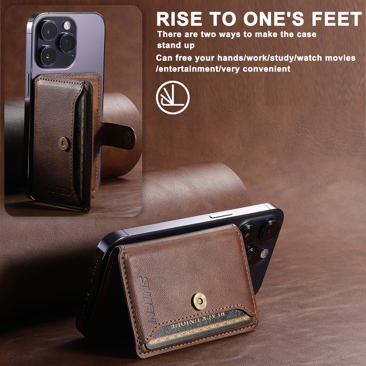 Universal MagSafe-Compatible PU Leather Card Holder for iPhone & Android Phones