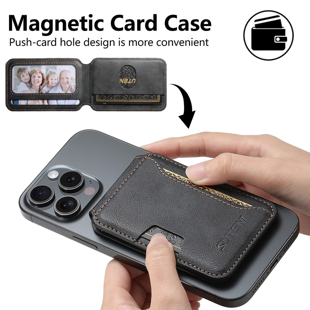Universal MagSafe-Compatible PU Leather Card Holder for iPhone & Android