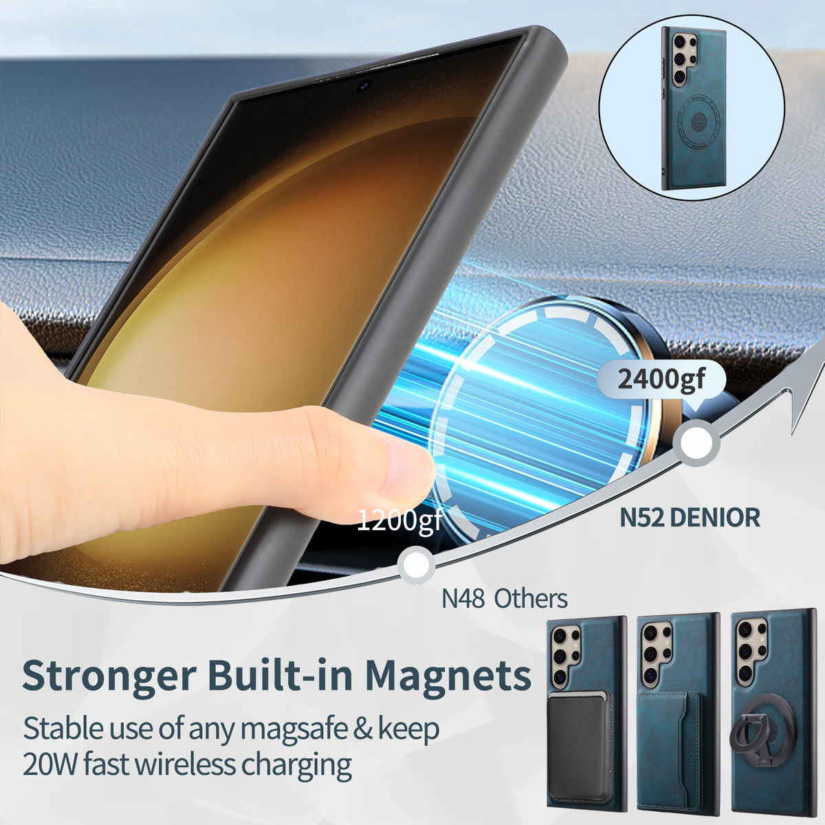 2-in-1 Magnetic Card Holder Case with Stand for Samsung Galaxy S23–S26 Ultra
