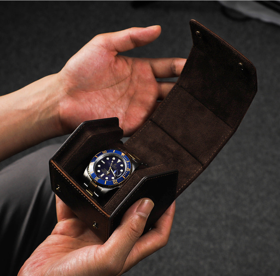 Handcrafted Hexagon Leather Luxury Watch Travel Case