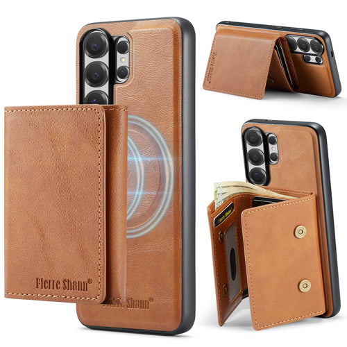 2-in-1 MagSafe-Compatible Case with Tri-Fold Wallet Stand for Samsung Galaxy S22–S26 Series