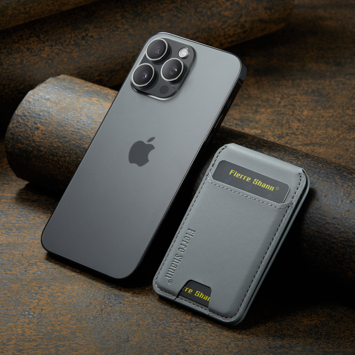 MagSafe-Compatible PU Leather Magnetic Card Holder Stand for iPhone
