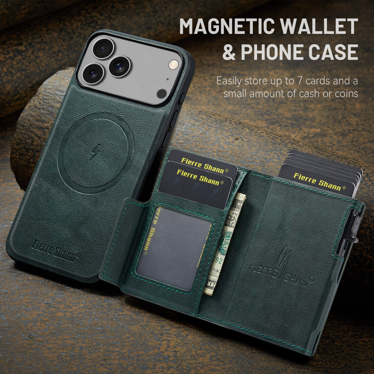 2-in-1 MagSafe PU Leather Case with Detachable Card Holder Stand for iPhone 11-17 Series