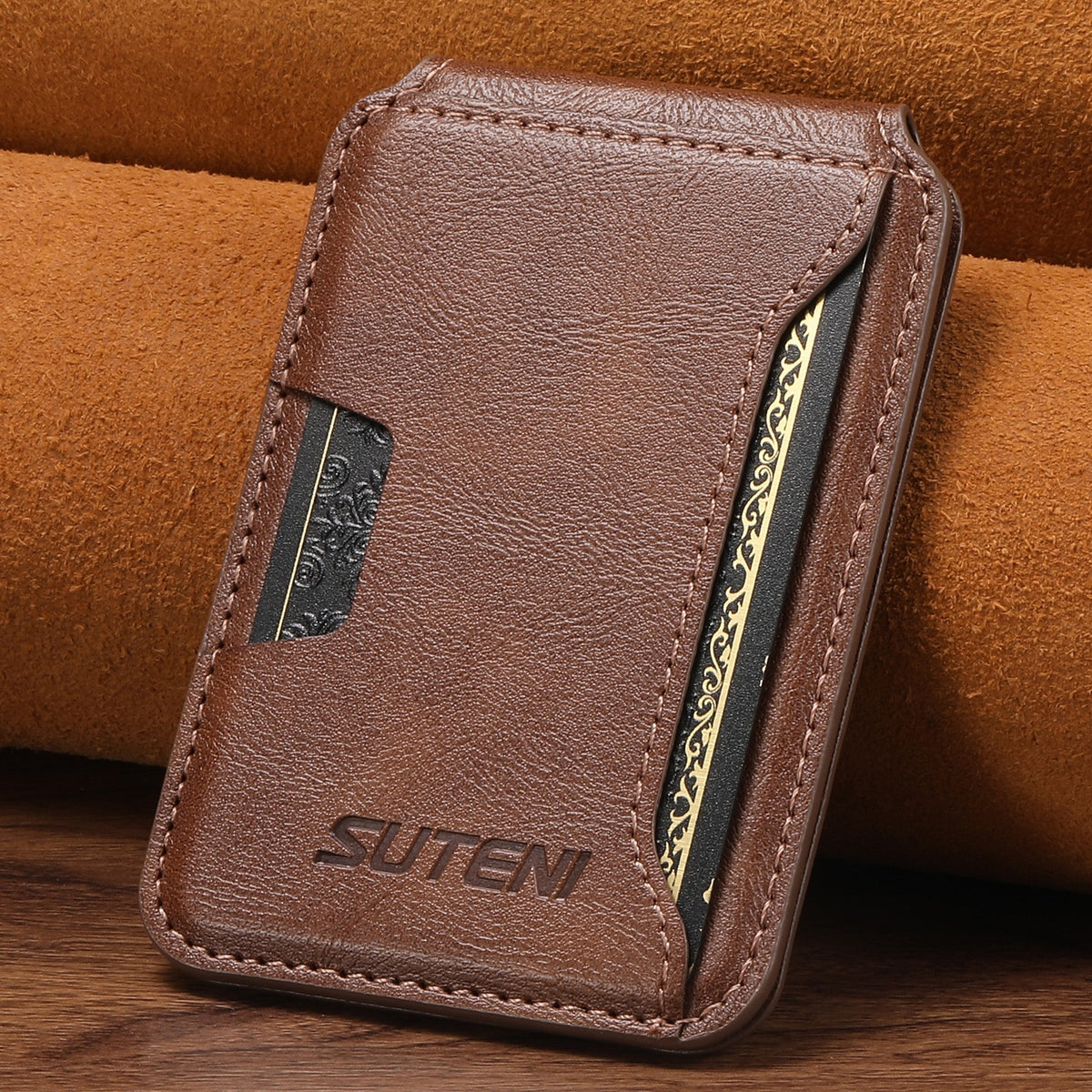 Universal MagSafe-Compatible PU Leather Card Holder for iPhone & Android