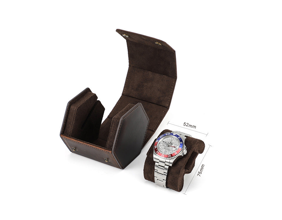 Handcrafted Hexagon Leather Luxury Watch Travel Case
