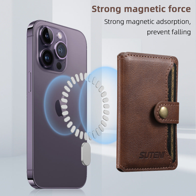 Universal MagSafe-Compatible PU Leather Card Holder for iPhone & Android Phones