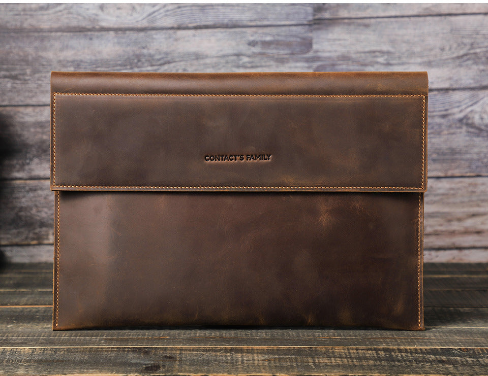 Leather Laptop Sleeve with Magnetic Closure for 13.3–14-inch MacBook