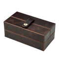 Vintage Crazy Horse Leather Travel Watch Square Case with Magnetic Clasp for Three Watches