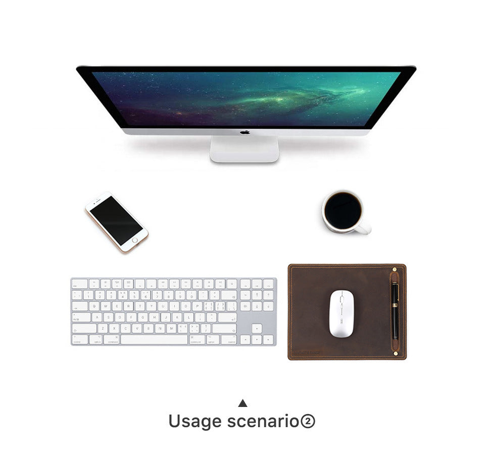 Compact Square Leather Mouse Pad with Pen Holder